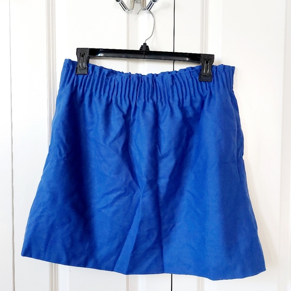 J. Crew Dresses & Skirts - Blue Wool‎ Skirt Paperbag Waist Pockets size 10 J.Crew
